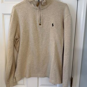 Polo by Ralph Lauren Men's Cream Quarter Zip-Up Sweater